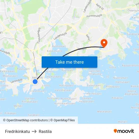 Fredrikinkatu to Rastila map