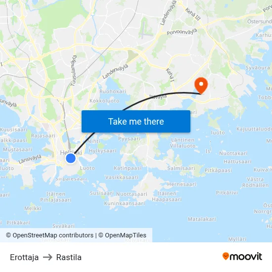 Erottaja to Rastila map