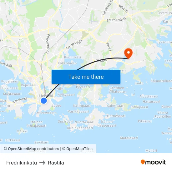 Fredrikinkatu to Rastila map