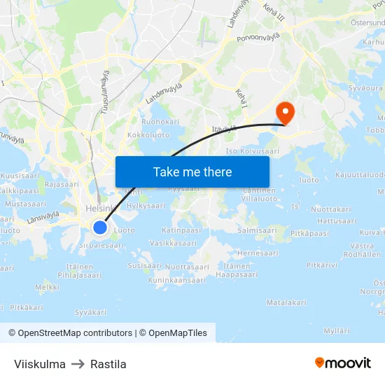 Viiskulma to Rastila map