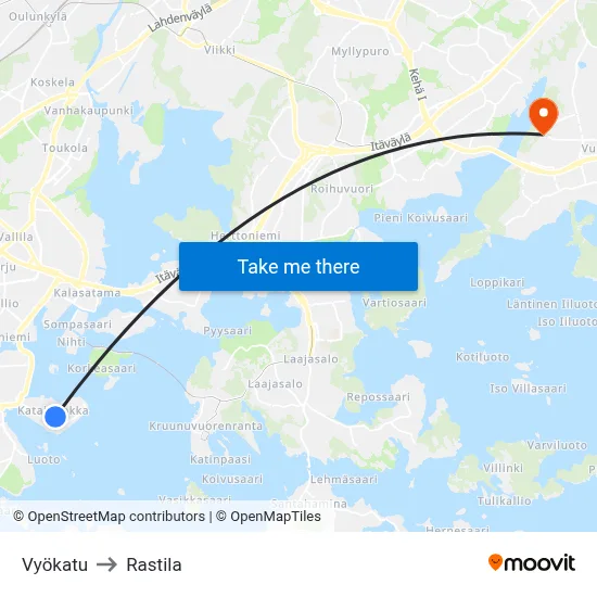 Vyö Street to Rastila map