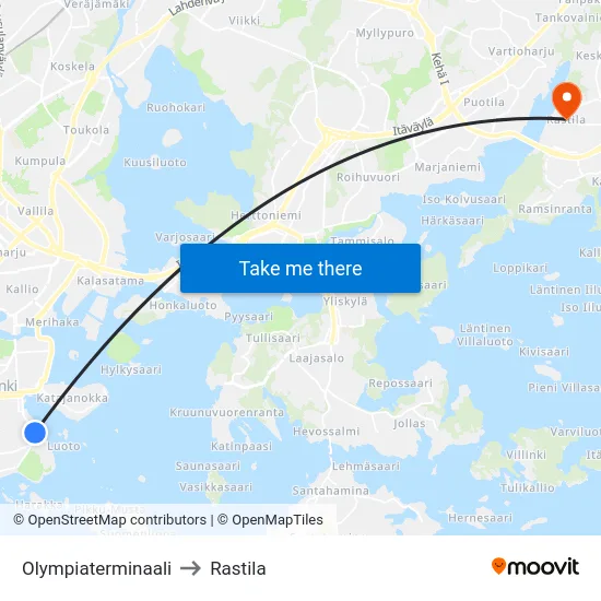 Olympiaterminaali to Rastila map