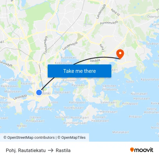 Pohj. Rautatiekatu to Rastila map
