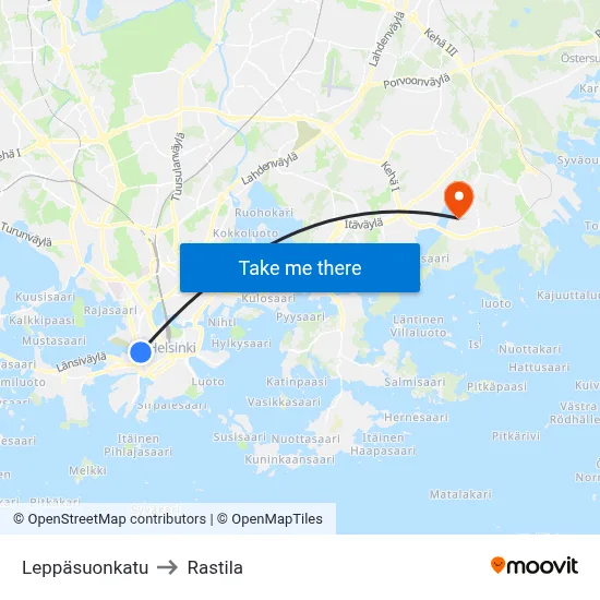 Leppäsuo Street to Rastila map