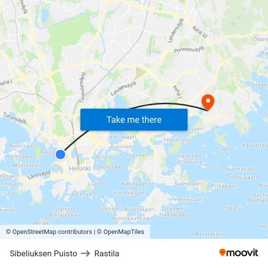 Sibeliuksen Puisto to Rastila map