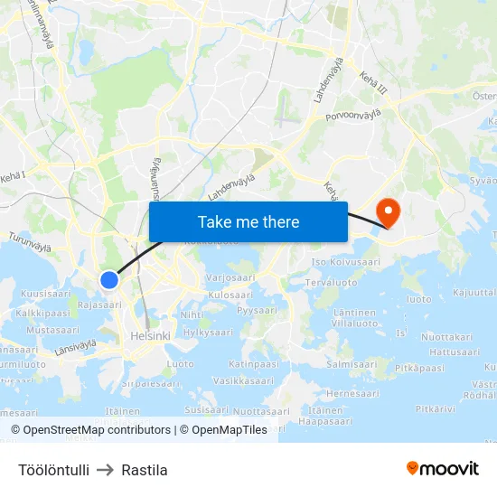 Töölöntulli to Rastila map