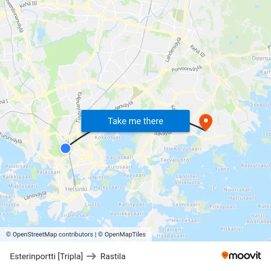 Esterinportti [Tripla] to Rastila map