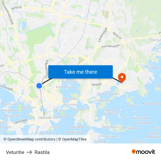 Veturitie to Rastila map