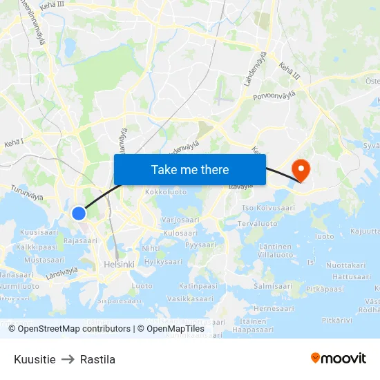Spruce Road to Rastila map