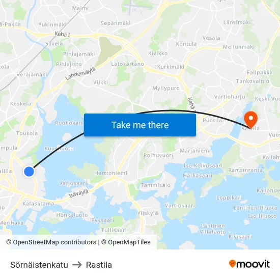 Sornainen Street to Rastila map