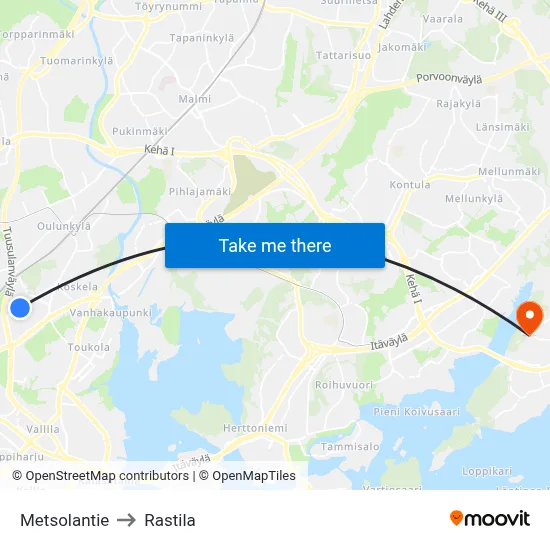 Metsola Road to Rastila map