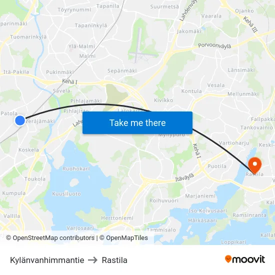 Kylänvanhimmantie to Rastila map