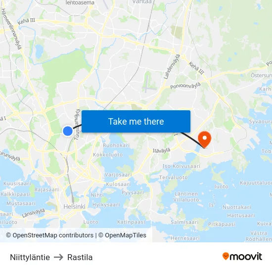 Niittyläntie to Rastila map