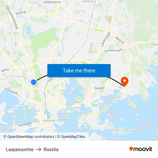Laajasuontie to Rastila map
