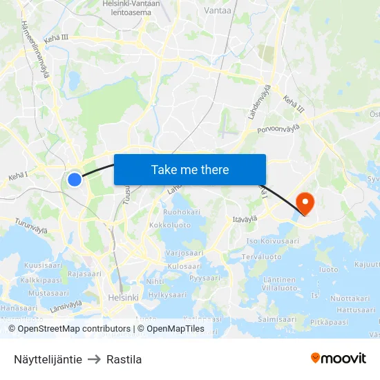 Näyttelijäntie to Rastila map