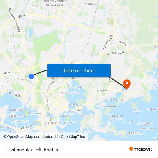 Thalia Square to Rastila map