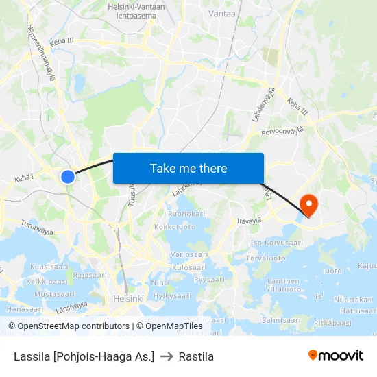 Lassila [Pohjois-Haaga As.] to Rastila map