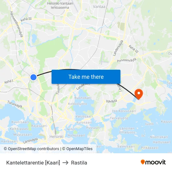 Kantelettarentie [Kaari] to Rastila map