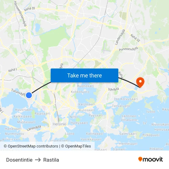 Dosentintie to Rastila map