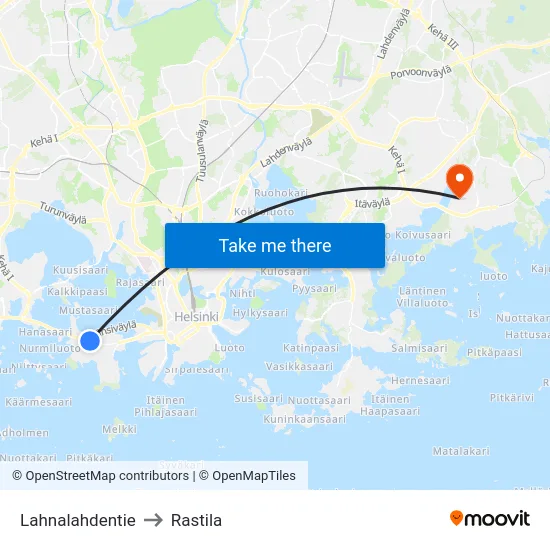 Lahnalahdentie to Rastila map