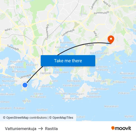 Vattuniemi Alley to Rastila map