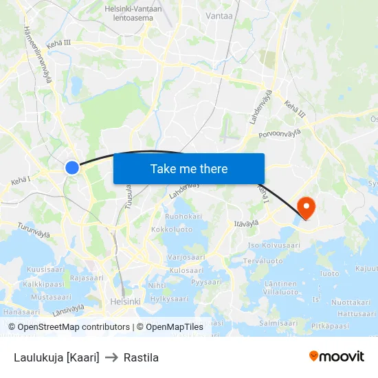 Laulukuja 🛍️ to Rastila map