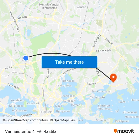 Vanhainen Road 4 to Rastila map