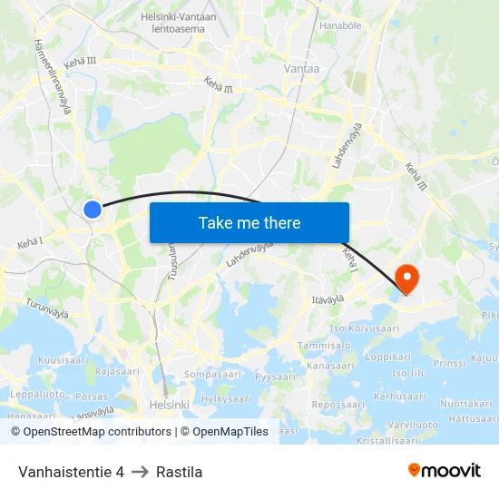 Vanhainen Road 4 to Rastila map