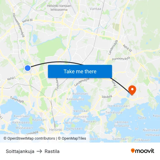 Soittaja Alley to Rastila map