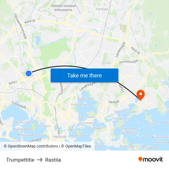 Trumpet Road to Rastila map