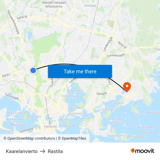 Kaarelanvierto to Rastila map