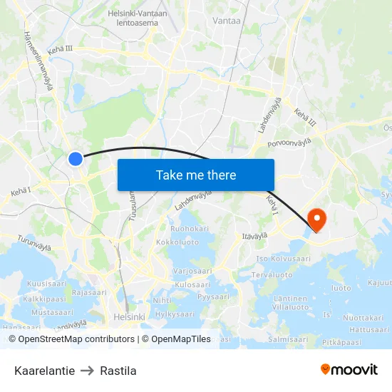Kaarelantie to Rastila map