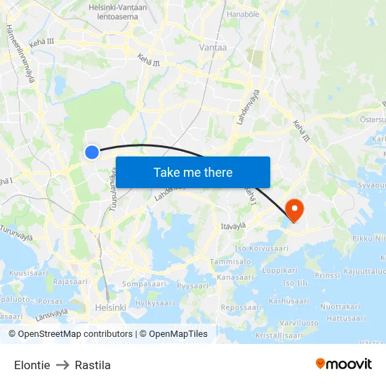 Elontie Road to Rastila map