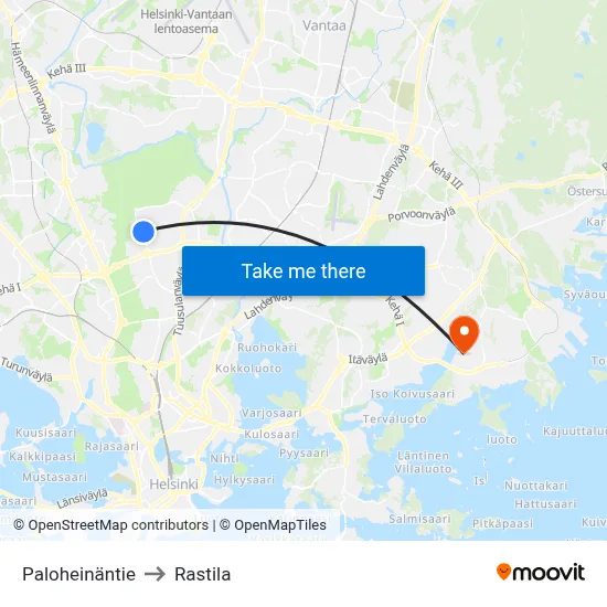 Paloheinäntie to Rastila map