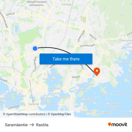 Saramäentie to Rastila map