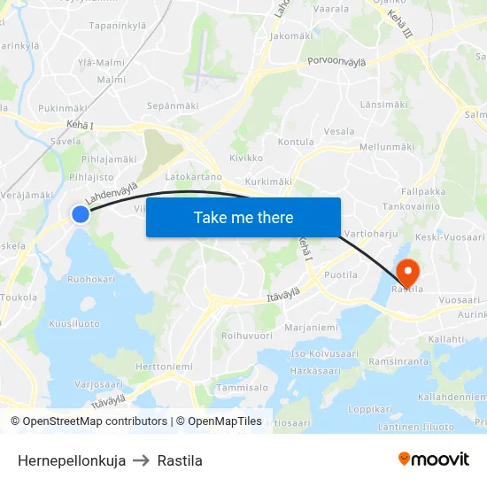 Hernepellonkuja to Rastila map