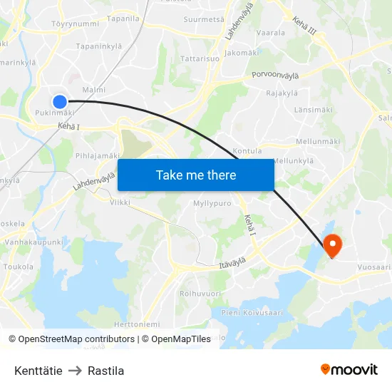 Kenttätie to Rastila map