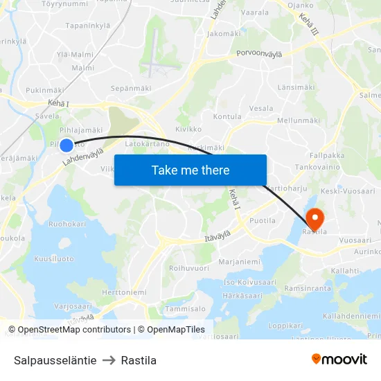 Salpausselkä Road to Rastila map
