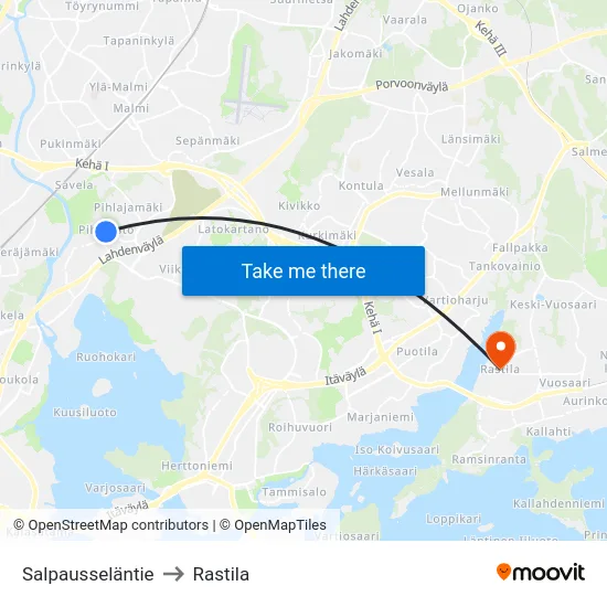 Salpausseläntie to Rastila map