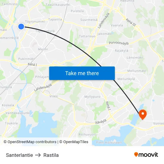 Santerla Road to Rastila map