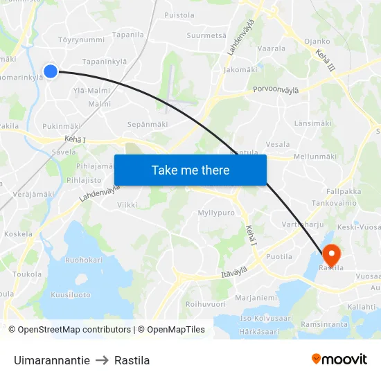 Swimming Beach Road to Rastila map