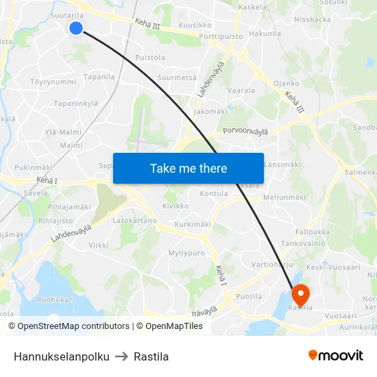 Hannuksela Path to Rastila map