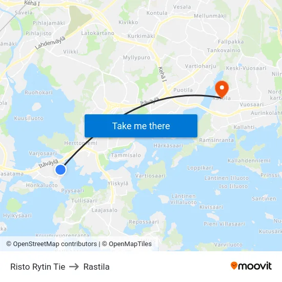 Risto Rytin Tie to Rastila map