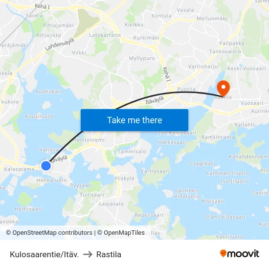 Kulosaarentie/Itäv. to Rastila map