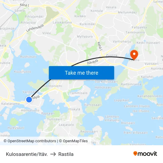 Kulosaarentie/Itäv. to Rastila map