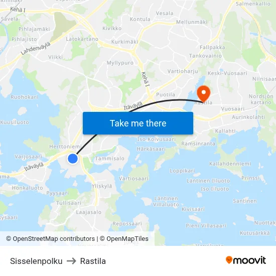 Sissele Path to Rastila map