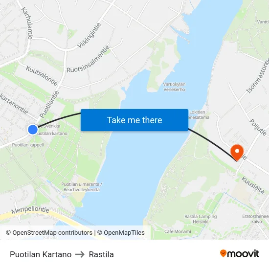 Puotilan Kartano to Rastila map