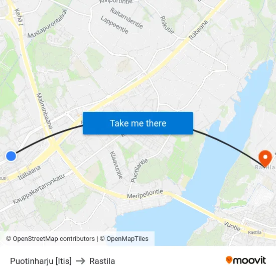 Puotinharju [Itis] to Rastila map