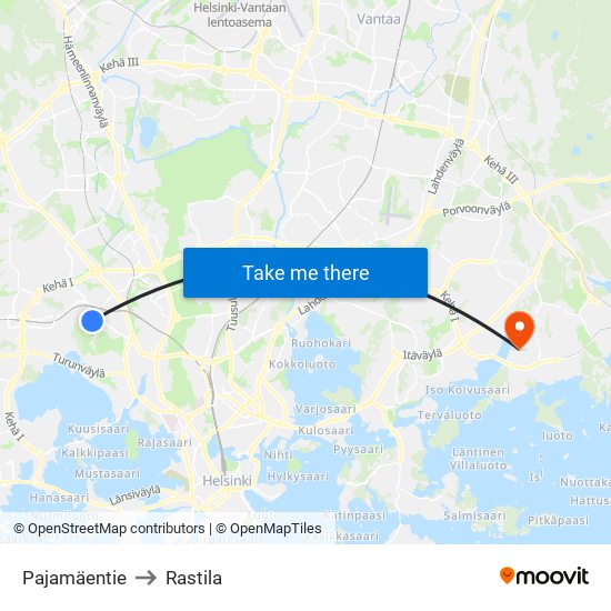 Pajamäentie to Rastila map