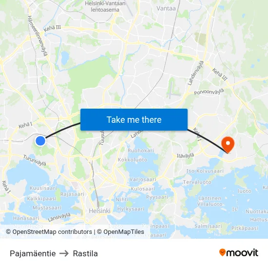 Pajamäki Road to Rastila map